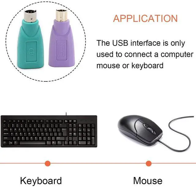 Alt view image 7 of 7 - PS/2 to USB A Adapter Male to Female Keyboard Adapter PS-2 Jack to USB A Plug for Mouse and Keyboard Replacement PS/2 Keyboards Adapters 4 PCS