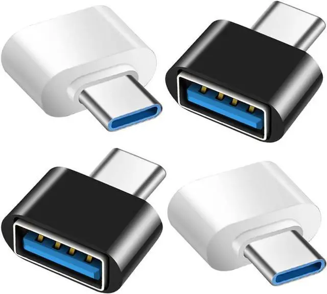 Main image of USB C to USB Adapter 4 Pack USB Female to Type C Male OTG Adaptor USB C Adapter Compatible with MacBook Pro  Galaxy Phones Laptops Tablets and More (2 Black and 2 White)