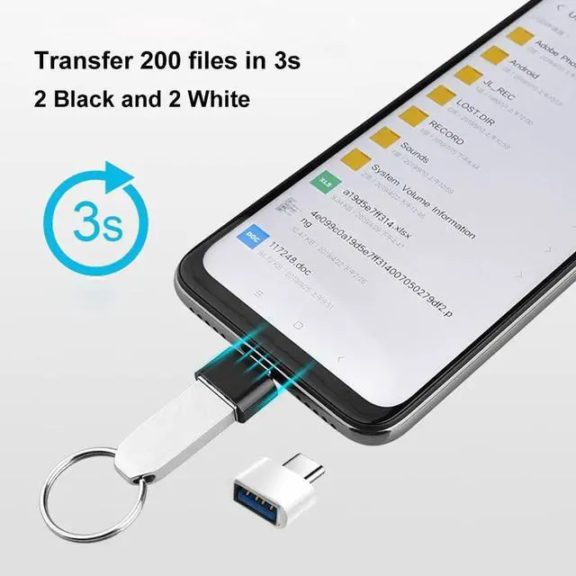 Alt view image 7 of 7 - USB C to USB Adapter 4 Pack USB Female to Type C Male OTG Adaptor USB C Adapter Compatible with MacBook Pro  Galaxy Phones Laptops Tablets and More (2 Black and 2 White)