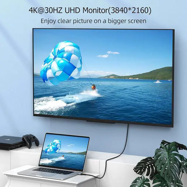 Alt view image 2 of 6 - 4K Displayport to HDMI Cable 5ft Display Port to HDMI Cord 5 feet Converter for PCs to HDTV Monitor Projector- Grey