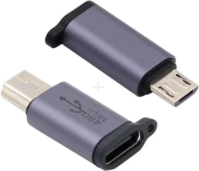 Main image of 2pcs/lot USB-C USB2.0 Type C Female to Micro Mini USB Male Power Adapter 480Mbps Data with Chain Holes