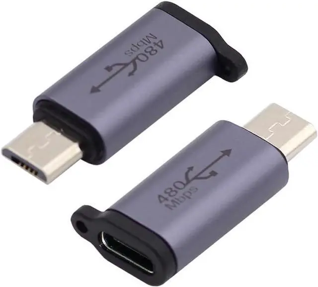 Alt view image 6 of 7 - 2pcs/lot USB-C USB2.0 Type C Female to Micro Mini USB Male Power Adapter 480Mbps Data with Chain Holes