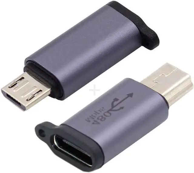 Alt view image 7 of 7 - 2pcs/lot USB-C USB2.0 Type C Female to Micro Mini USB Male Power Adapter 480Mbps Data with Chain Holes