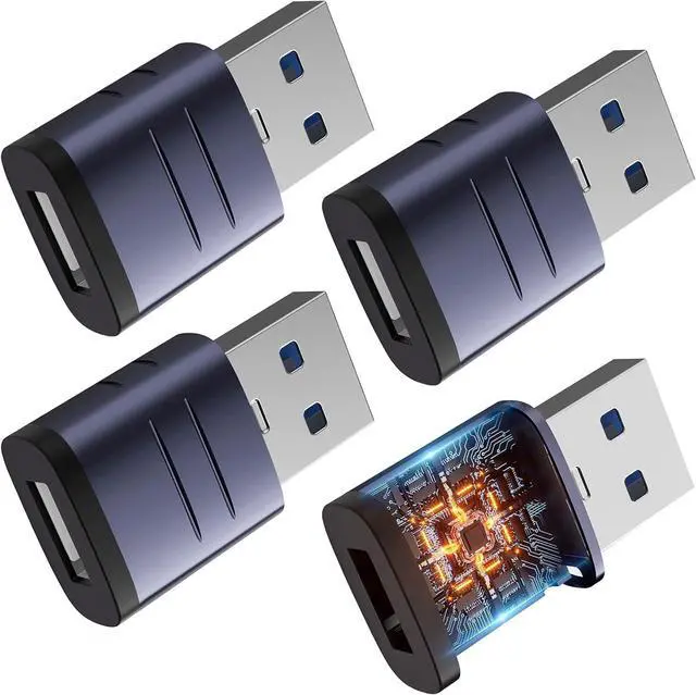 Main image of USB A to USB C Adapter 4 Pack USB 3.0 Type C Female to A Male Charger Converter for iPhone 15 14 13 12 Series  Galaxy S23 S22 S21 High-Speed Data Transfer for Computer Laptop Tablet