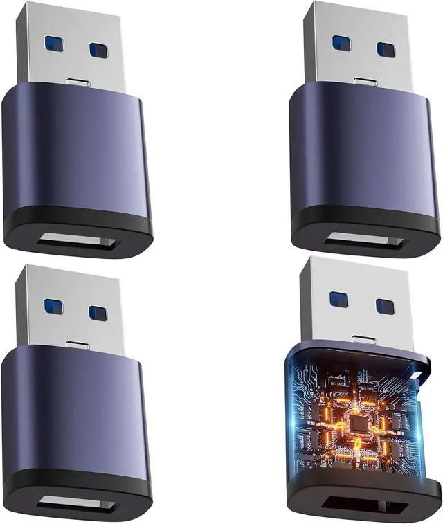 Alt view image 3 of 6 - USB A to USB C Adapter 4 Pack USB 3.0 Type C Female to A Male Charger Converter for iPhone 15 14 13 12 Series  Galaxy S23 S22 S21 High-Speed Data Transfer for Computer Laptop Tablet