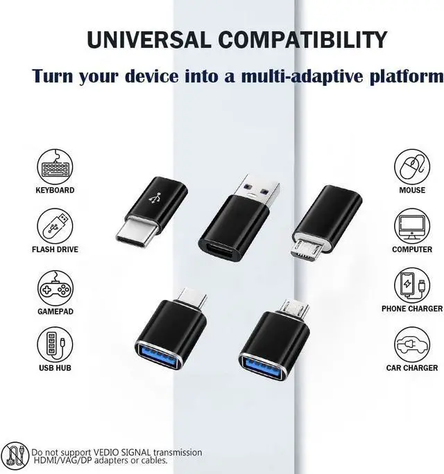 Alt view image 6 of 6 - [5 Pack Adapter Set USB A Female to USB C Male Type-C Female to USB 3.0 Male Micro-USB to Type-C 5Gbps OTG Adapter Converter Support Charging Audio Video Data Transfer