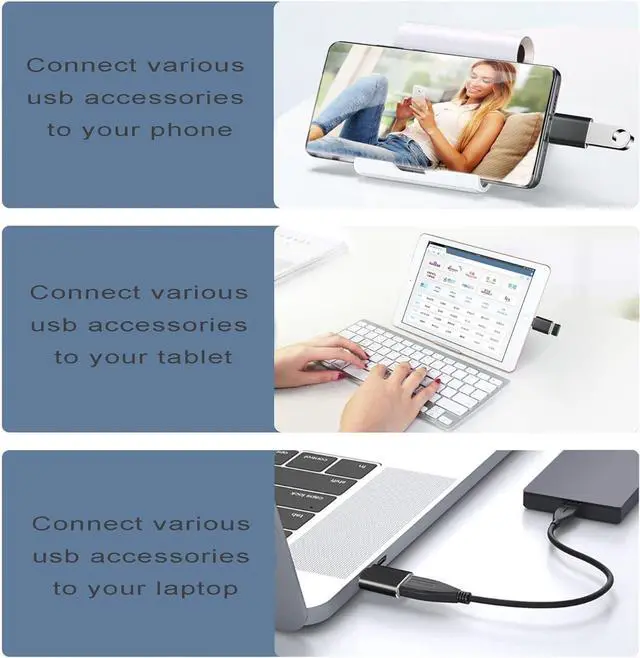 Alt view image 3 of 6 - USB C to USB 3.0 Adapter Cable 4 Pack USB Female to USB C Male Adapter Fast Charging for Charger USB-C to UAB A Converter for MacBook pro Laptop PC iMac iPad air and More Type c Device