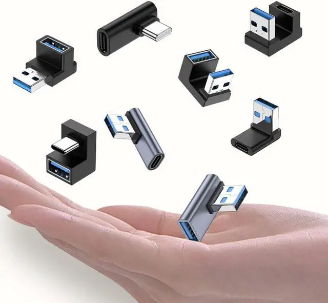 Alt view image 7 of 7 - Right Angle USB A Male to USB C Female Adapter 90 Degree USB 3.0 to Type C Cable Connector Support Unidirectional Sides 10Gbps & Data Transfer for Laptops/Phone/Tablet/PC