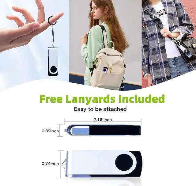 Alt view image 6 of 7 - 32GB Flash Drive 10 Pack Bulk Pen Drive Metal USB 2.0 Thumb Drive Swivel Memory Stick 32 GB 10 Colors Multipack Value Zip USB Drives with Lanyard