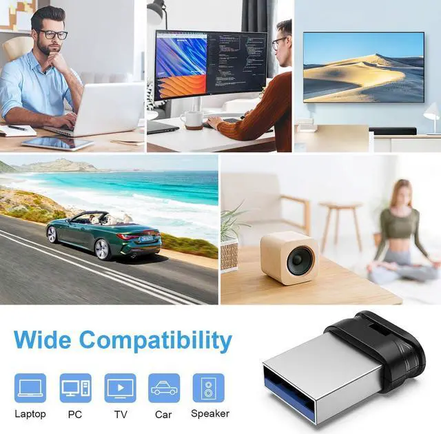 Alt view image 7 of 7 - USB Stick 128GB USB 3.0 Flash Drive with Lanyard 128G Mini Fit Memory Stick Ultra Slim Thumb Drive Zip Drive for PC Desktop-Black