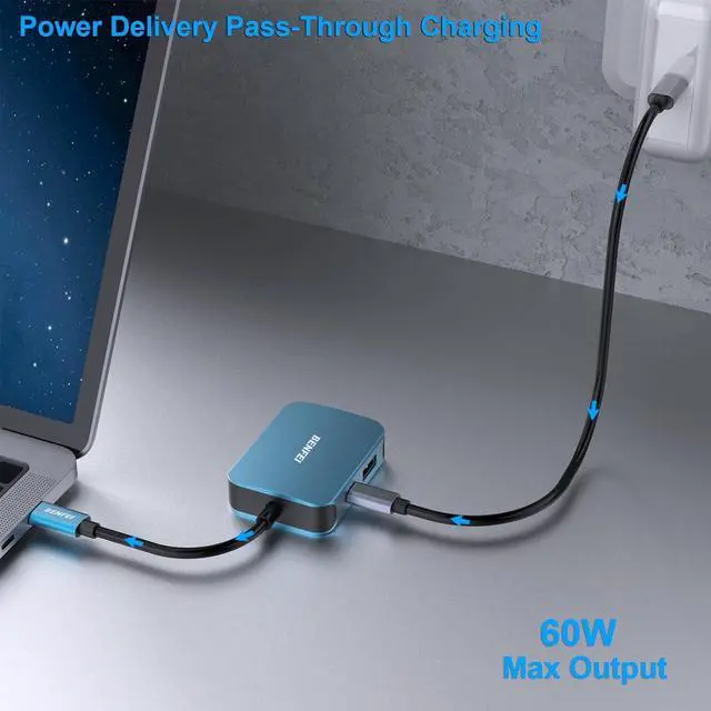 Alt view image 7 of 7 - USB C HUB 4in1 USB Type-C to HDMI VGA Adapter USB C to USB Adapter USB Type-C Power Delivery Compatible with iPhone 15 Pro/Max MacBook Pro/Air 2023 iPad Pro iMac S23 XPS 17