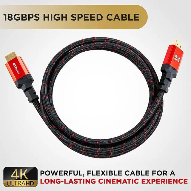 Alt view image 5 of 7 - Ritz Gear 4K HDMI 2.0 Cable 8 ft. [20 Pack] 18 Gbps Ultra High Speed Braided Nylon Cord & Gold Connectors - 4K@60Hz/UHD/3D/2160p/1080p/ARC & Ethernet. Compatible with UHD TV/Monitor/PC/PS5/Xbox