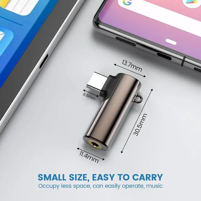 Alt view image 3 of 7 - 1Pcs Type C Aux Adapter USB C to 3.5mm Audio Adapter Compatible with iPhone 15 Plus/15 Pro Max  Galaxy S23 S22 S21 S20 Ultra Pixel iPad Pro MacBook