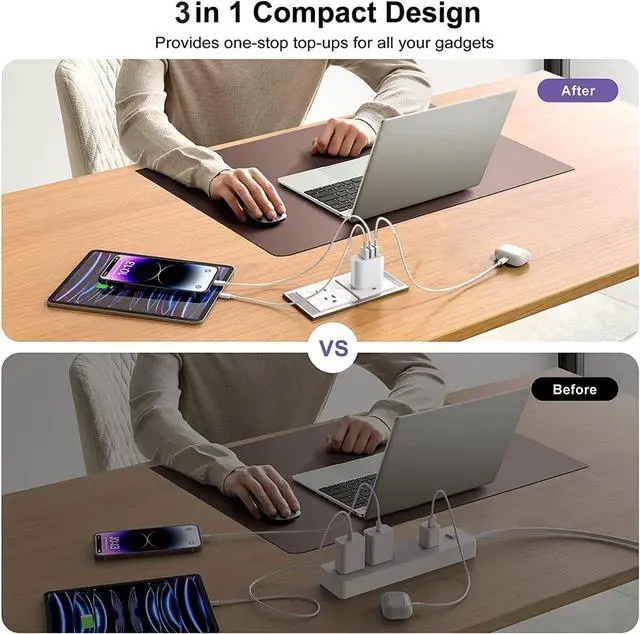 Alt view image 2 of 7 - USB Wall Charger, 3 Pack 3-Port USB Charger Block Wall Adapter USB Charging Cube Brick Compatible with iPhone 8/7/6 Plus/X, iPad, Samsung Galaxy S5 S6 S7 Edge, LG, Android and More