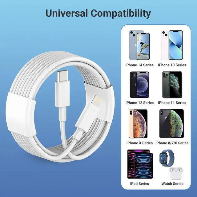 Alt view image 6 of 7 - USB C Charger iPhone Charger Fast Charging 3Pack 20W PD+QC3.0 USB A Dual Port Wall Charger Block with 6FT USB C to Lightning Cable Compatible with iPhone 14 Pro Max/13Pro/12/11/XS/XR/X