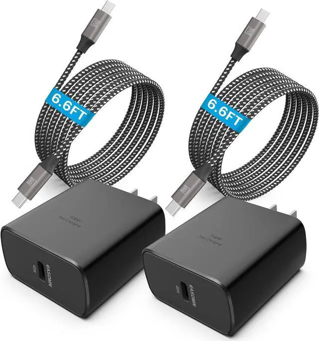 Main image of 45W Super Fast Charger Type C [2 PACK] 45 Watt USB-C Charger PD/PPS Wall Charging Block for  Galaxy S24/S23 Ultra/S23+/S22 Ultra/S22+/S20 Ultra/Note 10 Plus Galaxy Tab S8(with 2x 6.6ft Cable)