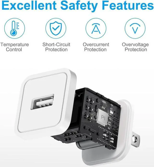 Alt view image 2 of 7 - iPhone Charger - 3 Pack USB Wall Charger Cube Block Adapter with 6Ft USB Fast Charging Cable Compatible with iPhone 14 13 12 11 Pro Max XR XS X 8 7 6 Plus iPad