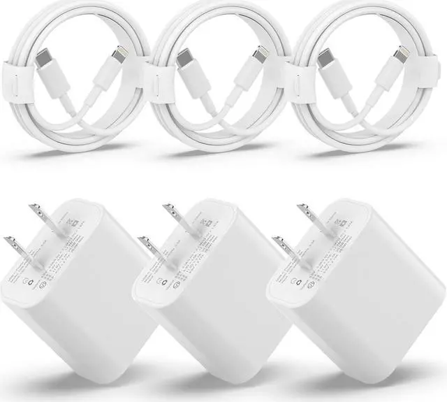 Main image of USB C Charger Phone Charger Fast Charging 3Pack 20W Type C Wall Charger Block with 6FT Long USB C to Lightning Cable Compatible for iPhone 14Pro/13 Pro/12/12 Pro Max/11/XS Max/XS/XR/X/8
