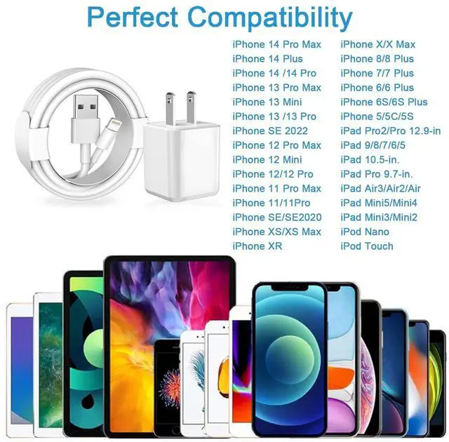 Alt view image 6 of 7 - [ MFi Certified] iPhone Charger 2Pack Lightning Cable  Charging Cords &Fast Quick USB Wall Charger Travel Block Plug Adapter for iPhone 14/13/12/11 Pro/11/10/XS MAX/XR/8/7/6s/6 Plus