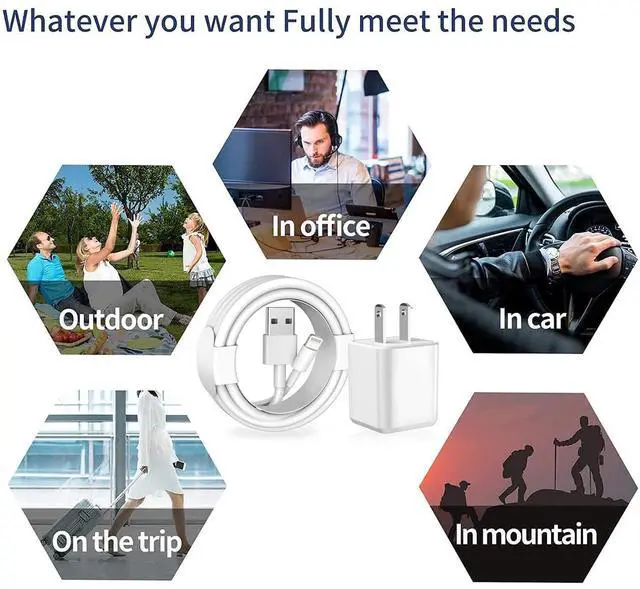 Alt view image 7 of 7 - [ MFi Certified] iPhone Charger 2Pack Lightning Cable  Charging Cords &Fast Quick USB Wall Charger Travel Block Plug Adapter for iPhone 14/13/12/11 Pro/11/10/XS MAX/XR/8/7/6s/6 Plus