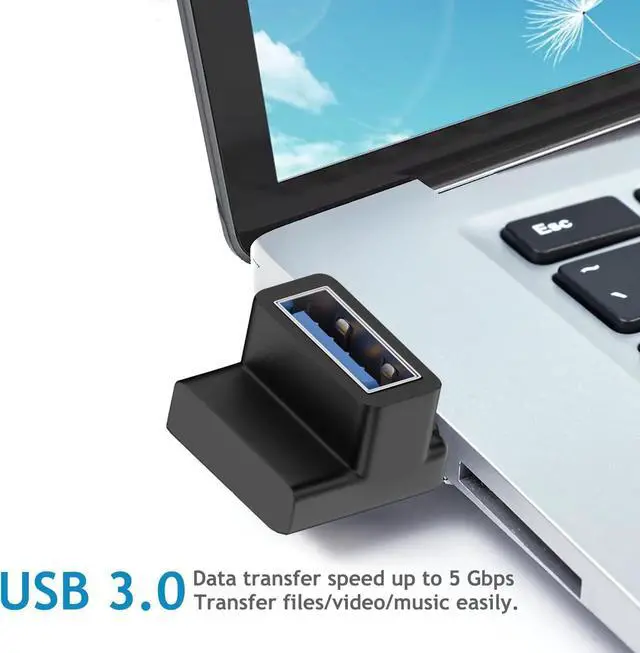 Alt view image 5 of 7 - 90 Degree USB 3.0 Male to Female Adapter (4 Pack) Up and Down & Left and Right Angle USB A Extender Connector for PC Laptop Hard Drive Keyboard USB A Charger Power Bank