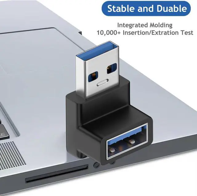 Alt view image 6 of 7 - 90 Degree USB 3.0 Male to Female Adapter (4 Pack) Up and Down & Left and Right Angle USB A Extender Connector for PC Laptop Hard Drive Keyboard USB A Charger Power Bank