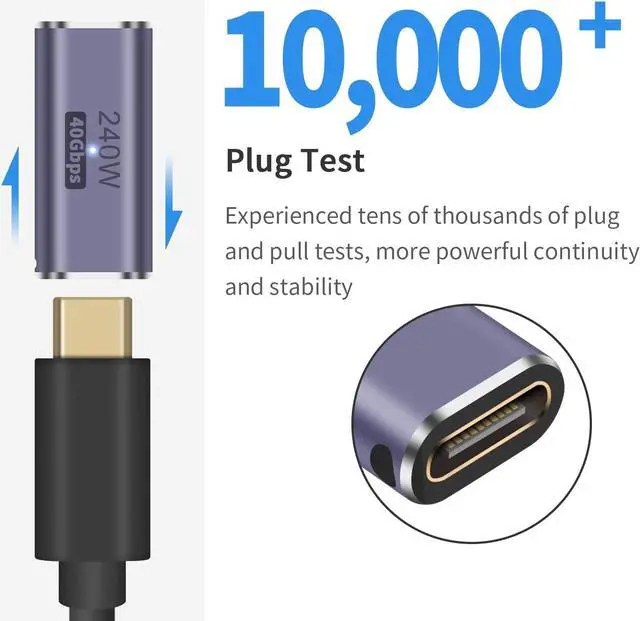 Alt view image 4 of 6 - USB C Female to Female Adapter USB C Coupler 240W Power Delivery 40Gbps USB C Female to Female Coupler USB C Extender with 8K@60Hz Compatible for iPad MacBook Thunderbolt 4/3 (2Pack)