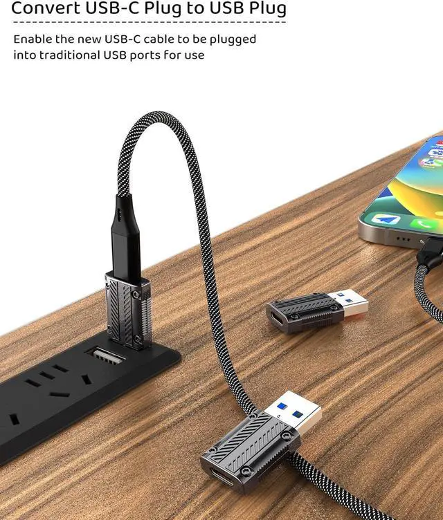Alt view image 4 of 6 - USB to USB-C Adapter Pack-2 USB Type C Female to A Male Converter for Travel Compatible with Apple MagSafe Apple Watch Series 9 8 7 Ultra SE iPhone 15 14 13 12 iPad Airpods CarPlay