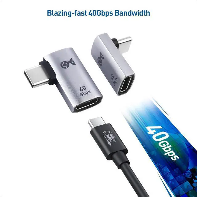 Alt view image 3 of 7 - Combo-Pack 40Gbps Right Angle USB-C Adapter Kit Up to [4K@240Hz Video 240W Charging 40Gbps Data Transfer] 90 Degree USB C Adapter Compatible with Thunderbolt 4 iPhone 16 Steam Deck