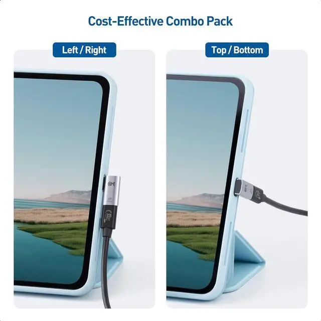 Alt view image 2 of 7 - Combo-Pack 40Gbps Right Angle USB-C Adapter Kit Up to [4K@240Hz Video 240W Charging 40Gbps Data Transfer] 90 Degree USB C Adapter Compatible with Thunderbolt 4 iPhone 16 Steam Deck