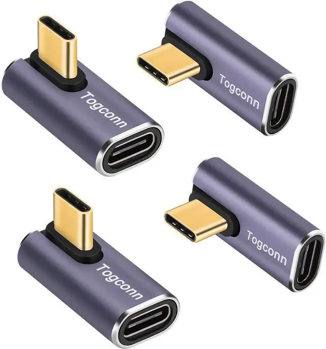 Main image of 90 Degree Right Angle USB C Adapter (4 Pack) USB Type-C Male to Female Extender Connector 40Gbps 8K@60Hz Compatible with MacBook Pro/Air iPhone 15/15 Pro Max iPad Pro Tablet Phone More