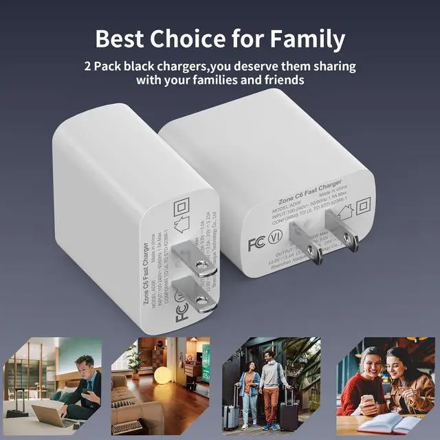Alt view image 7 of 7 - 2 Pack USB C Charger Block - Fast Type C Charger for Laptop, Phone, Tablet & More