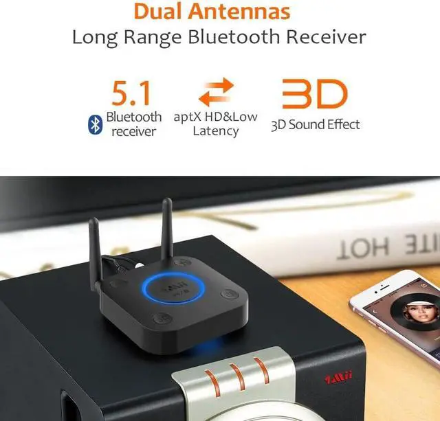 Alt view image 2 of 7 - [Upgraded] 1Mii B06Pro Long Range Bluetooth Receiver, HiFi Wireless Audio Adapter, Bluetooth 5.1 Receiver with 3D Surround aptX HD Low Latency Optical RCA AUX 3.5mm Coaxial for Home Stereo System