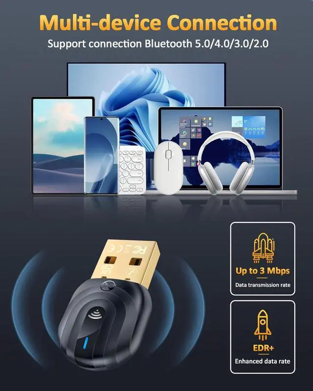 Alt view image 6 of 7 - ZEXMTE 5.1 USB Bluetooth Adapter for PC, Bluetooth Dongle for PC, 50M/164FT Long Range Stable Signal, with FPC Antenna, Windows 11/10/8 Plug & Play