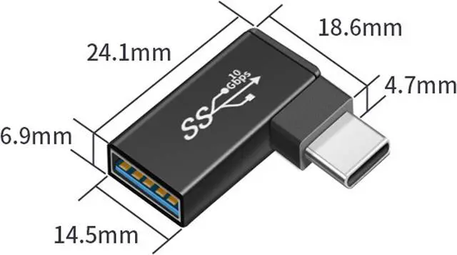 Alt view image 6 of 7 - 10Gbps USB C to USB OTG Adapter Right Angle USB 3.0 Female to Type C Male Connector Support for Data Sync & Charging Max 5V 3A compaticable for Smartphone Flash Drives Laptop Hubs-2pack