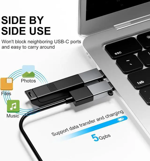 Alt view image 2 of 7 - USB Type C Adapter 8 Pack USB to USB C Adapter USBC Type A Male Female OTG Converter Adaptor Charger Cable Connector for iPhone 15 14 13 MacBook Pro iPad iMac Grey