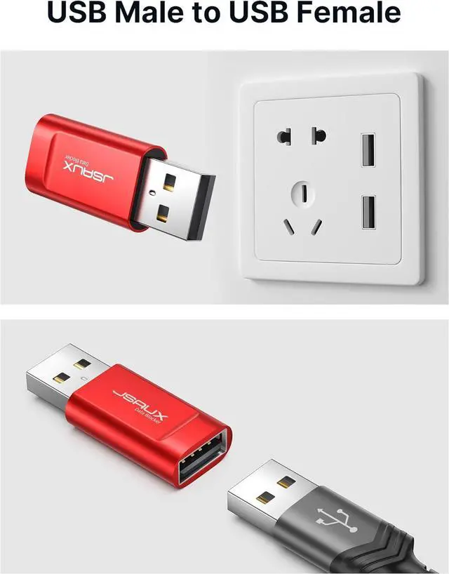 Alt view image 3 of 7 - USB Data Blocker (4-Pack) USB-A Defender Only for Quick Charge Protect Against Juice Jacking Refuse Hacking Provide Safe Charging- Red