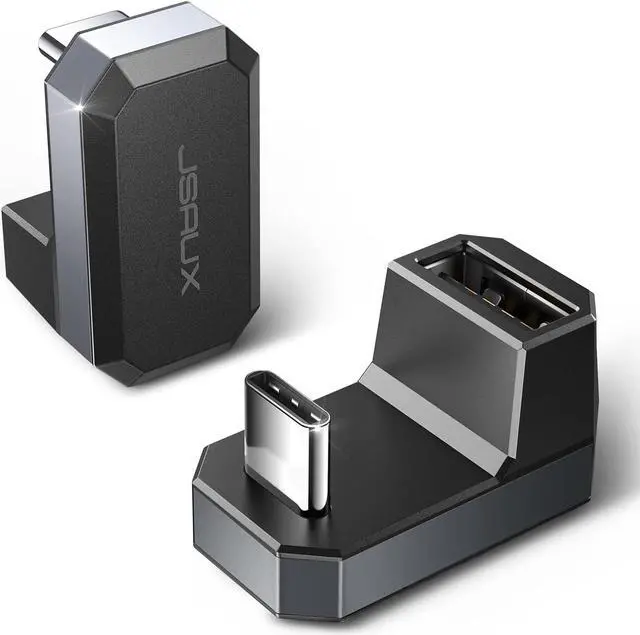 Main image of 180° USB-C to USB Adapter 2 Pack 180 Degree Angle Type C Male to USB-A Female OTG Adapter Compatible with ROG Ally Steam Deck Switch Laptop Tablet Mobile Phone and More - Grey