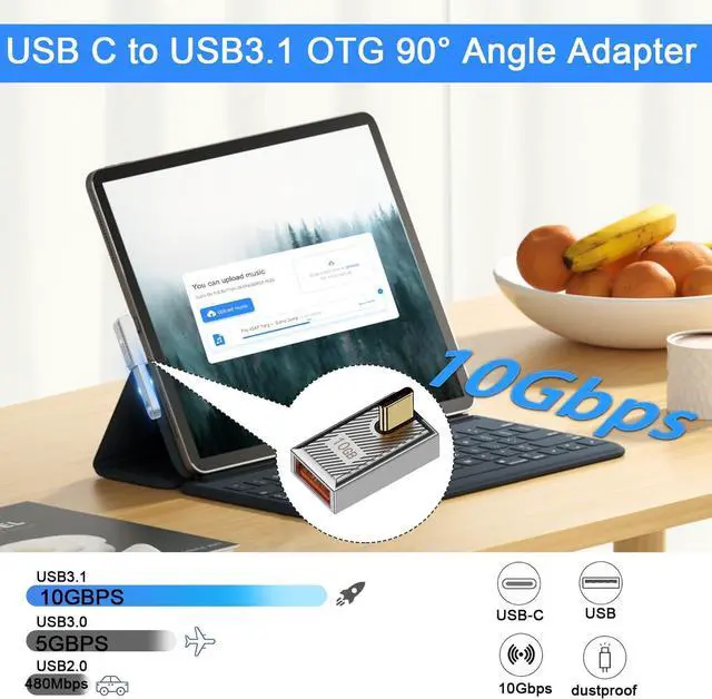 Alt view image 4 of 7 - 120W USB C to USB3.1 OTG 90° Angle Adapter 10Gbps USB C Male to USB3.1 Female Right Angle Data Connector Mech Style/Zn Alloy/LED for Phone Steam Deck Tablet Silver/Vertical Bend 2Pcs