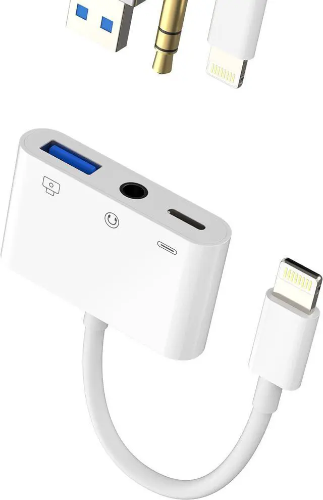 Main image of Zoyuzan 3 in 1 USB Adapter - Lightning Connector Supports USB Camera Card Reader Headphones and Bidirectional File Transfer