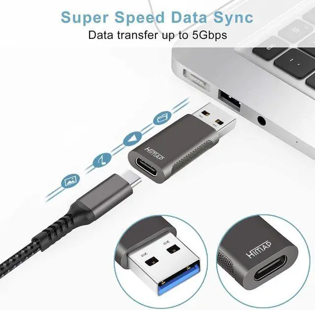 Alt view image 7 of 11 - Pack of 4 USB C to USB Adapters 2*USB-C to USB-A & 2*USB-A to USB-C Female Adapter Speed Data Transfer & Fast Charging for iPhone/PC//iPad/Laptop/etc USB to USB C Adapter (Pack of 4)
