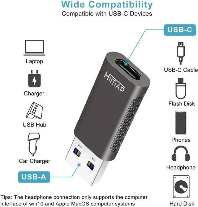 Alt view image 3 of 11 - Pack of 4 USB C to USB Adapters 2*USB-C to USB-A & 2*USB-A to USB-C Female Adapter Speed Data Transfer & Fast Charging for iPhone/PC//iPad/Laptop/etc USB to USB C Adapter (Pack of 4)