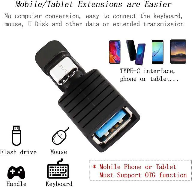 Alt view image 2 of 6 - 2 Pcs USB Type C U Shape Adapter 180 Degree Type-C Male to USB 3.0 Female OTG Adapter for Type C Mobile Phone Tablet Connect USB Flash Drive Mouse and Keyboard etc
