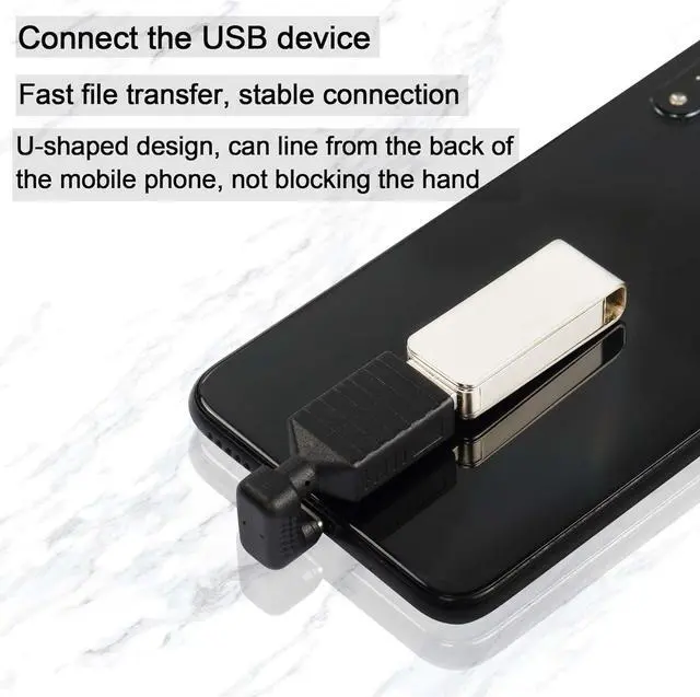Alt view image 4 of 6 - 2 Pcs USB Type C U Shape Adapter 180 Degree Type-C Male to USB 3.0 Female OTG Adapter for Type C Mobile Phone Tablet Connect USB Flash Drive Mouse and Keyboard etc