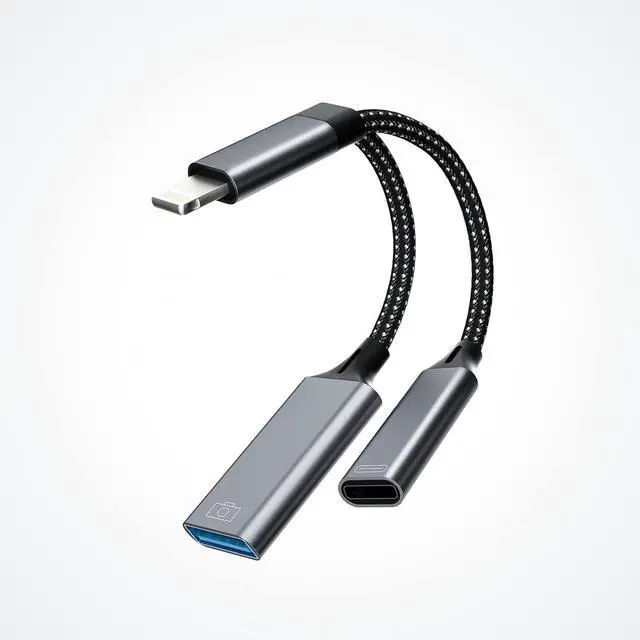 Main image of Iphone OTG Adapter Charger Cable Lightning Male to USB Female Splitter Camera Memory Flash Drive Cord Card Reader Mouse Keyboard for  Certified 13 12 11 Pro Max X Xs 7 8 Ipad Air Dongle Converter