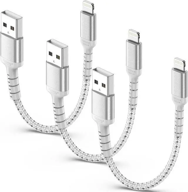 Alt view image 6 of 6 - 1.5ft iPhone Charging Cable Short 3-Pack Braided USB A to Lightning Cord CarPlay [MFi Certified] Compatible with Apple iPhone 14 13 12 11 Pro/Max/Mini Xs SE2 Short Lightning Cable for Car
