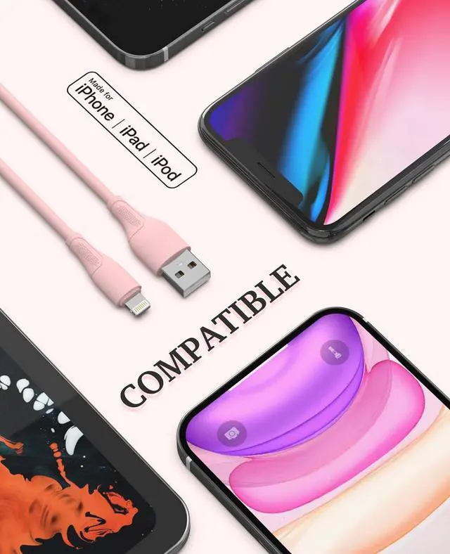 Alt view image 3 of 7 - 6Pack(3/3/6/6/6/10 FT) Original [ MFi Certified] iPhone Charger Fast Charging Lightning Cable iPhone Charger Cord Compatible with iPhone 14/13/12/11 Pro Max/XS MAX/XR/XS/X/8/7 Plus iPad AirPods
