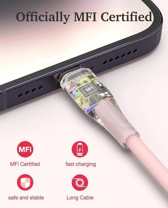 Alt view image 5 of 7 - 6Pack(3/3/6/6/6/10 FT) Original [ MFi Certified] iPhone Charger Fast Charging Lightning Cable iPhone Charger Cord Compatible with iPhone 14/13/12/11 Pro Max/XS MAX/XR/XS/X/8/7 Plus iPad AirPods