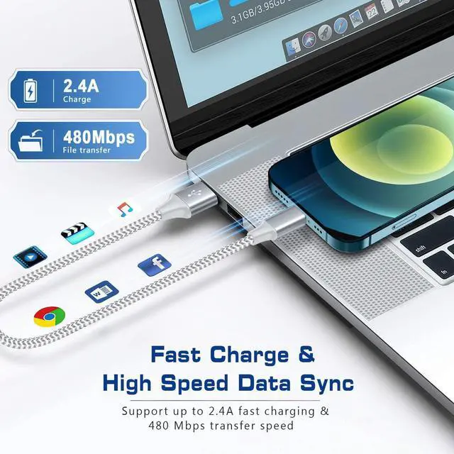 Alt view image 3 of 7 - [ MFi Certified] Short iPhone Charger 1ft 2Pack USB A to Lightning Cord Nylon Braided 12 Inch Fast Charging iPhone Cable Compatible with iPhone 14 13 12 11 Pro/Max/Mini Xs SE2/iPad for Car