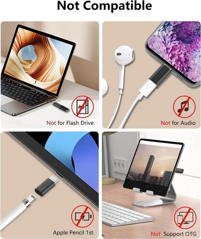 Alt view image 4 of 7 - for Lightning Female to USB C Male Adapter for iPhone 16 15 Pro Max Plus for iPad Air for  Support 27W PD Fast Charging&Data Transfer Type C Charger Connector Cable Not for Audio/OTG Black